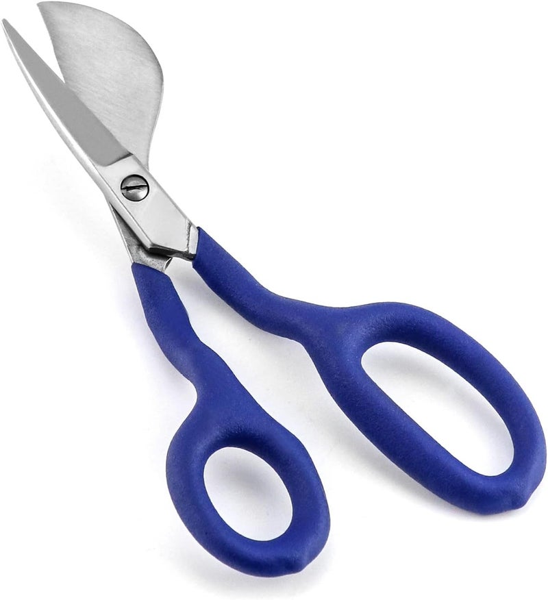 QWORK Duckbill Shears, 7 in Duckbill Applique Scissors, for Carpet Pile, Carpet Punch - Blue - Image 1